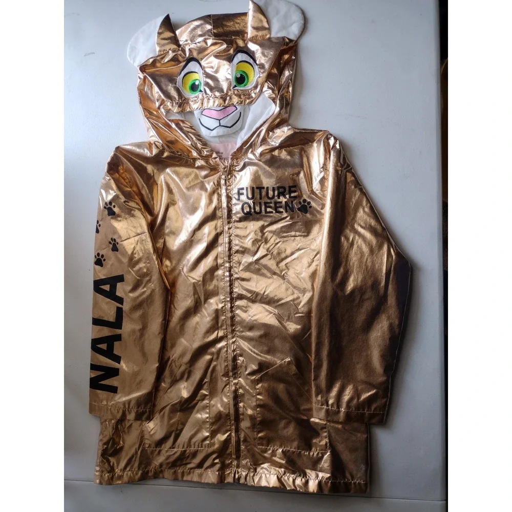 Disney The Lion King Nala Future Queen Gold Metallic Hooded Rain Jacket Kids‎ XL